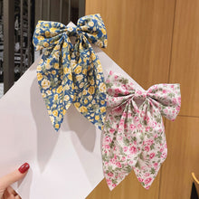 Load image into Gallery viewer, Polka Dot Floral Print Hair Clips Girls Daisy Bow Hairpin Pastoral Retro Style Barrettes Big Bowknot Hairpin Hair Accessories