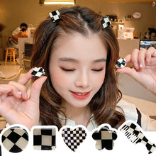 Load image into Gallery viewer, Chic Black And White Checkerboard Small Catch Clip Hair Clip Color Hair Claw Bangs Clip Broken Hair Edge Clip Hairpin
