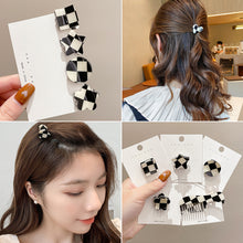 Load image into Gallery viewer, Chic Black And White Checkerboard Small Catch Clip Hair Clip Color Hair Claw Bangs Clip Broken Hair Edge Clip Hairpin