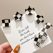 Load image into Gallery viewer, Chic Black And White Checkerboard Small Catch Clip Hair Clip Color Hair Claw Bangs Clip Broken Hair Edge Clip Hairpin