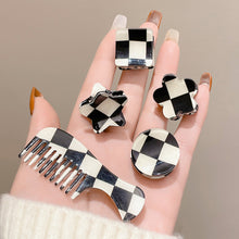 Load image into Gallery viewer, Chic Black And White Checkerboard Small Catch Clip Hair Clip Color Hair Claw Bangs Clip Broken Hair Edge Clip Hairpin