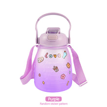 Load image into Gallery viewer, 1300ml Large Capacity Outdoor Sports Water Bottle With Straw Strap Random Sticker For Girls Children Portable Drinking Bottle Phone Bracket
