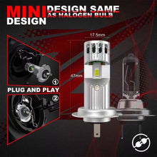 Load image into Gallery viewer, 2Pcs H7 Mini LED Canbus With Fan Headlight Lights 6000K 20000LM Bulb CSP Lamps for Automobiles 80W