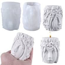 Load image into Gallery viewer, 3D Woman Portrait Candle Silicone Mold Goddess Head Silicone Candle Mold Aroma Soy Wax Clay Handmade Mold for Home Decor