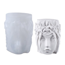 Load image into Gallery viewer, 3D Woman Portrait Candle Silicone Mold Goddess Head Silicone Candle Mold Aroma Soy Wax Clay Handmade Mold for Home Decor