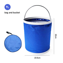 Load image into Gallery viewer, 9/11/13L Multifunctional Portable Folding Bucket with Bag Outdoor Car Wash Fishing Backpack Camping Hiking Trip Cleaning Tool