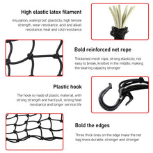 Load image into Gallery viewer, 30*30cm Universal Motorcycle 6 Hooks Helmet Elastic Net Bag Motorbike Luggage Net Mesh Web Bungee Helmet Bike Tank Car styling