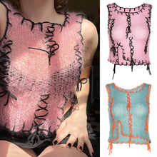 Load image into Gallery viewer, Contrast Color Summer Sexy Slim Fit Short Cropped Navel Tank Top Knitted Vest Women T-shirt