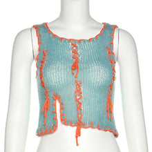 Load image into Gallery viewer, Contrast Color Summer Sexy Slim Fit Short Cropped Navel Tank Top Knitted Vest Women T-shirt
