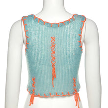 Load image into Gallery viewer, Contrast Color Summer Sexy Slim Fit Short Cropped Navel Tank Top Knitted Vest Women T-shirt
