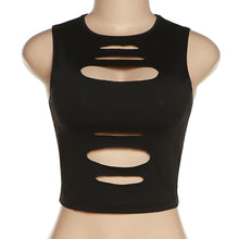 Load image into Gallery viewer, Women Fashion Tight Sexy Sleeveless Hollow T-shirt Slim Fit Solid Color Tank Top Cutout Summer Vest Crop Top