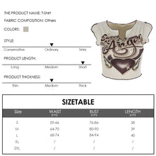 Load image into Gallery viewer, Women Short Sleeve T-shirt Fashion Hot Girl Trend Printing Contrast Color Casual V Neck Vest Crop Tops Blouse