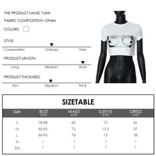 Load image into Gallery viewer, Round Neck T-shirt Pullover Crop Top Casual Women Short Sleeve Printing Navel Tank Top Graphic Print Slim Shirt