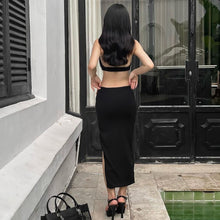 Load image into Gallery viewer, New Fashion Sexy Backless Cutout Slim Fit Dress Halterneck Crop Top Outer Wear Two-piece Long Dress