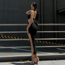 Load image into Gallery viewer, New Fashion Sexy Backless Cutout Slim Fit Dress Halterneck Crop Top Outer Wear Two-piece Long Dress
