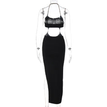 Load image into Gallery viewer, New Fashion Sexy Backless Cutout Slim Fit Dress Halterneck Crop Top Outer Wear Two-piece Long Dress