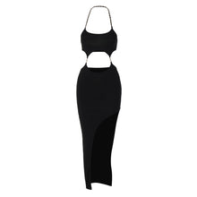 Load image into Gallery viewer, New Fashion Sexy Backless Cutout Slim Fit Dress Halterneck Crop Top Outer Wear Two-piece Long Dress