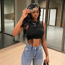 Load image into Gallery viewer, Sexy Women Two-piece Slim Tight Sleeveless Tube Crop Top Navel Smocked Vest + Slim Skirt Casual Solid Color Suit