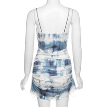 Load image into Gallery viewer, Sexy Low Cut Smocked Slit Dress Tie-dye Personality Graffiti Print Slip Dress Slim Fit Women Suspender Skirt