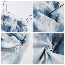 Load image into Gallery viewer, Sexy Low Cut Smocked Slit Dress Tie-dye Personality Graffiti Print Slip Dress Slim Fit Women Suspender Skirt
