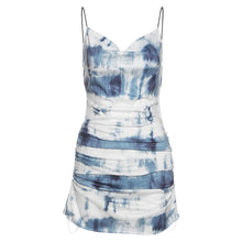 Load image into Gallery viewer, Sexy Low Cut Smocked Slit Dress Tie-dye Personality Graffiti Print Slip Dress Slim Fit Women Suspender Skirt