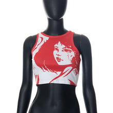 Load image into Gallery viewer, Portrait Printed Sleeveless Crop Tank Top Vest Round Neck T-shirt Pullover Slim Fit Summer Beauty Ribbed Knit Tops