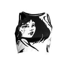 Load image into Gallery viewer, Portrait Printed Sleeveless Crop Tank Top Vest Round Neck T-shirt Pullover Slim Fit Summer Beauty Ribbed Knit Tops