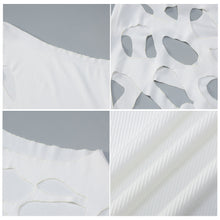 Load image into Gallery viewer, Solid Color Two-piece Sleeveless Ripped Tops + Hollow Skirt Set Round Neck Sexy Fashion Navel Top Slim-fitting Suit