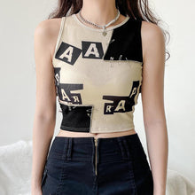 Load image into Gallery viewer, Personalised Needles Letter Print Stitched Colorblock Crewneck Tank Tops Sleeveless T-shirts Round Neck Vest