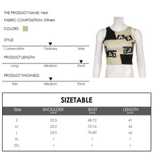 Load image into Gallery viewer, Personalised Needles Letter Print Stitched Colorblock Crewneck Tank Tops Sleeveless T-shirts Round Neck Vest