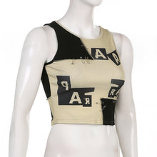 Load image into Gallery viewer, Personalised Needles Letter Print Stitched Colorblock Crewneck Tank Tops Sleeveless T-shirts Round Neck Vest