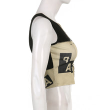 Load image into Gallery viewer, Personalised Needles Letter Print Stitched Colorblock Crewneck Tank Tops Sleeveless T-shirts Round Neck Vest