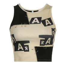 Load image into Gallery viewer, Personalised Needles Letter Print Stitched Colorblock Crewneck Tank Tops Sleeveless T-shirts Round Neck Vest