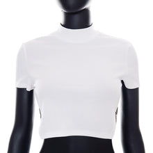 Load image into Gallery viewer, Large Area Open Back Chain Short Sleeve T-shirt Street Style Hot Girl Solid Color Backless Slim Sexy White Tops