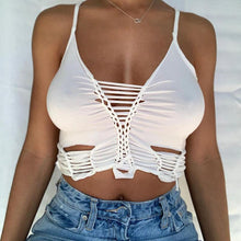 Load image into Gallery viewer, Y2k Fashion Solid Color V-neck Slim Hollow Sling Tube Top Women Summer Tight Low Cut Shirt Crop Tops