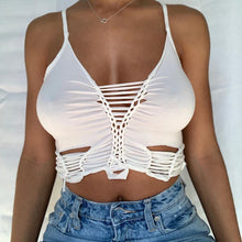 Load image into Gallery viewer, Y2k Fashion Solid Color V-neck Slim Hollow Sling Tube Top Women Summer Tight Low Cut Shirt Crop Tops