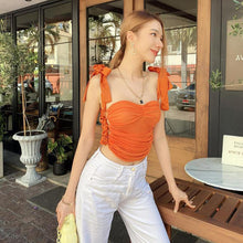 Load image into Gallery viewer, Solid Color Lace-up Sleeveless Side Cutout Umbilical Mesh Crop Top Pullover Women Sexy Slim Tank Tops