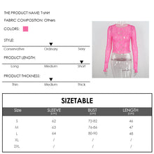 Load image into Gallery viewer, Polka Dot Ripped Tops Hollow See-through Fashion Printed Cutout Sheer Cropped Navel Long Sleeve Slim Female T-shirt