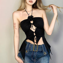 Load image into Gallery viewer, Off-shoulder Sleeveless Crop Tank Top Solid Color Sexy Halter Neck Hollow Summer Fashion Strappy Vest