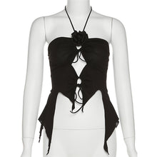Load image into Gallery viewer, Off-shoulder Sleeveless Crop Tank Top Solid Color Sexy Halter Neck Hollow Summer Fashion Strappy Vest