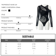 Load image into Gallery viewer, Sexy Mesh Sheer Tight Long Sleeve Women Bodysuits Fashion Model Street Shooting See-through Tight-fitting Long-sleeved Jumpsuit