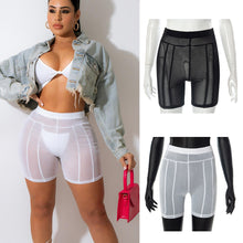 Load image into Gallery viewer, Sexy See-through Mesh Highwaist Hip-lifting Shorts Black White Perspective Thin Yoga Sports Casual Pants