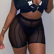 Load image into Gallery viewer, Sexy See-through Mesh Highwaist Hip-lifting Shorts Black White Perspective Thin Yoga Sports Casual Pants