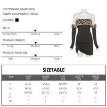 Load image into Gallery viewer, Fashion Slim Fit Pleated Ruched Sexy Off Shoulder Leopard Print Dress Backless With Sleeves Women's Clothing