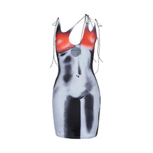Load image into Gallery viewer, 3D Human Body Print Sexy Chest Cutout Sleeveless Tight Waist Hip Dress Fashion Sloping Shoulder Hollow Dress