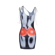 Load image into Gallery viewer, 3D Human Body Print Sexy Chest Cutout Sleeveless Tight Waist Hip Dress Fashion Sloping Shoulder Hollow Dress