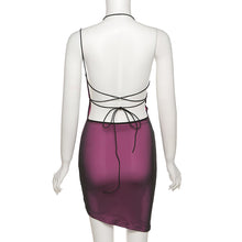 Load image into Gallery viewer, Lowcut Lace-up Sexy Backless Slim Fit High Waist Hip Skirt Halterneck Off-shoulder Solid Color Dress