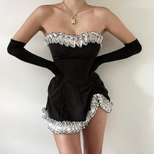 Load image into Gallery viewer, Sexy Elegant Off-shoulder Wrap Bust Long Sleeve High Waist Slim Dress With Gloves Flower Hemming Skirt