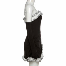 Load image into Gallery viewer, Sexy Elegant Off-shoulder Wrap Bust Long Sleeve High Waist Slim Dress With Gloves Flower Hemming Skirt