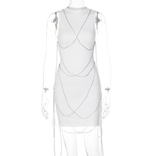 Load image into Gallery viewer, Fashion Sexy Chain Decoration Round Neck Sleeveless Off-shoulder Tight Waist Hip Slim Fit Short Dress